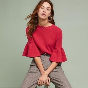 ANTHROPOLOGIE / MOTH Raspberry Anais Bell-Sleeve Pullover - Sz XS